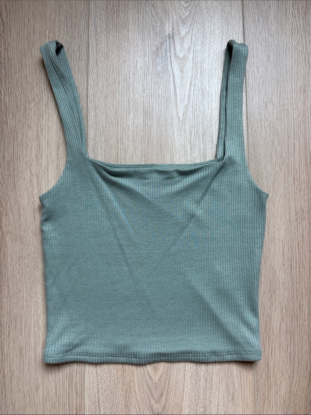 Ribbed Square-Neck Tank Top